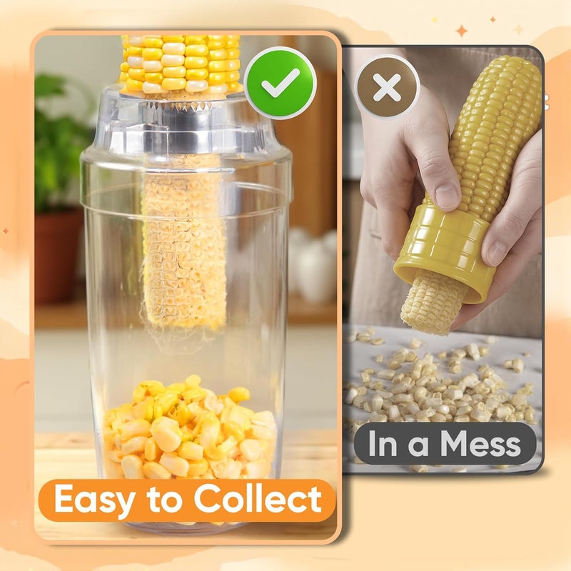 YYP Corn Cob Stripper, Corn Peeler for Corn on the Cob, with Bowl Fast No-Mess Kernel Cutter Tool for Effortless Prep with Serrated Blade for Home & Kitchen - Image 3